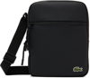 LACOSTE BLACK EMBROIDERED CROSSBODY BAG