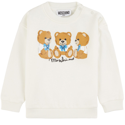 Moschino Kid-teen Branded Graphic Sweatshirt Cloud In Cream