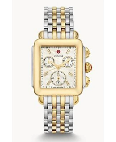 Pre-owned Michele Deco Two-tone 18k Gold Diamond Dial Women's Watch Mww06a000779