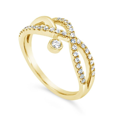 Pre-owned Jp 14k Yellow Gold Womens Round Diamond 3 Band Crossover Fashion Engagement Ring In White