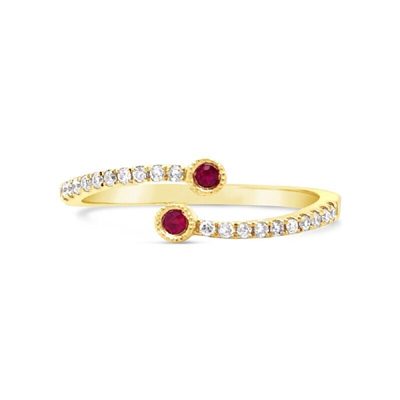 Pre-owned Jp 14k Yellow Gold Womens Diamond And Ruby Single Band Fashion Engagement Ring In White