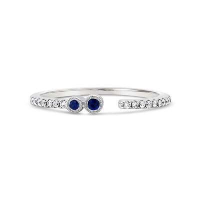 Pre-owned Jp 14k White Gold Womens Diamond And Sapphire Single Band Fashion Engagement Ring