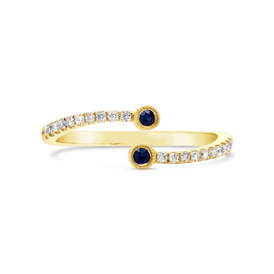 Pre-owned Jp 14k Yellow Gold Womens Diamond And Sapphire Single Band Fashion Engagement Ring In White
