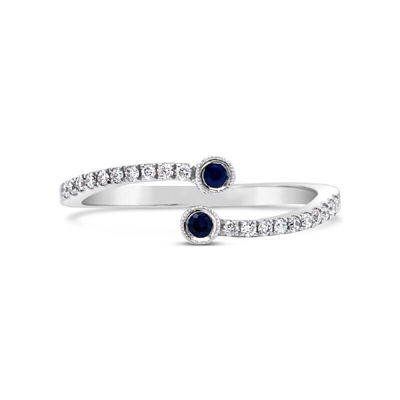 Pre-owned Jp 14k White Gold Womens Diamond And Sapphire Single Band Fashion Engagement Ring