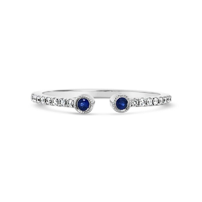 Pre-owned Jp 14k White Gold Womens Diamond And Sapphire Single Band Fashion Engagement Ring