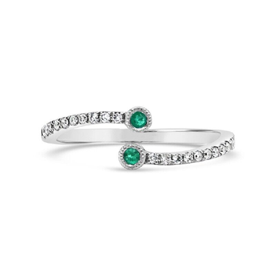 Pre-owned Jp 14k White Gold Womens Diamond And Emerald Single Band Fashion Engagement Ring
