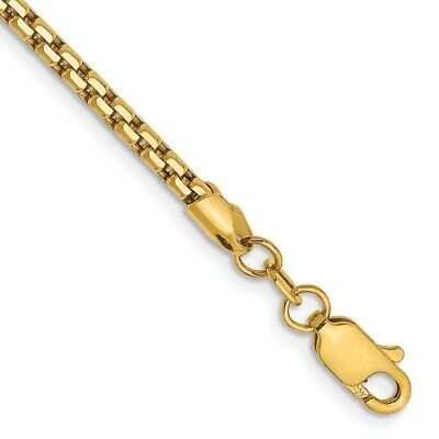 Pre-owned Skyjewelers Real 14k Yellow Gold 2.45mm Semi-solid Round Box Chain Bracelet; 7 Inch