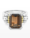 Lagos Glacier 12x10mm Gemstone Two-tone Ring In Smoky Quartz