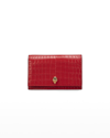 Alexander Mcqueen Mini Mock-croc Crossbody Bag With Small Skull In Dark Red