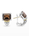 Lagos 18k Yellow Gold & Sterling Silver Glacier Smoky Quartz Caviar Beaded Large Half Hoop Earrings In Smoky Quartz