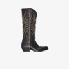 GOLDEN GOOSE BLACK WISH STAR LEATHER WESTERN BOOTS,GWF00135F0005719010017923055