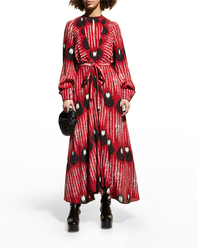 Altuzarra Peirene Shibori-dyed Silk Midi Dress In Burnt Red Teardrop