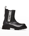 MOSCHINO MEN'S LEATHER LOGO CHELSEA BOOTS