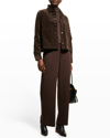 Eileen Fisher Double-knit Wide-leg Pants In Coffee