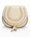 Chloé Marcie Mini Whipstitch Saddle Crossbody Bag In Root Beige