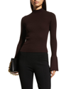 A.L.C DEVIN RIBBED MOCK-NECK BELL-CUFF SWEATER