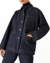 Loro Piana Giacca Cyrius Oversize Denim Coat In W0qf Dark Blue Wa