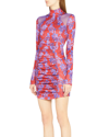 Versace Jeans Couture Floral Ruched Mini Bodycon Dress In Scarlet