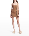 Off-white Logo Printed Mini Dress In Camel Black