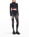 Balmain Moto Paneled Seamless Jersey Leggings In Black/fuchsia