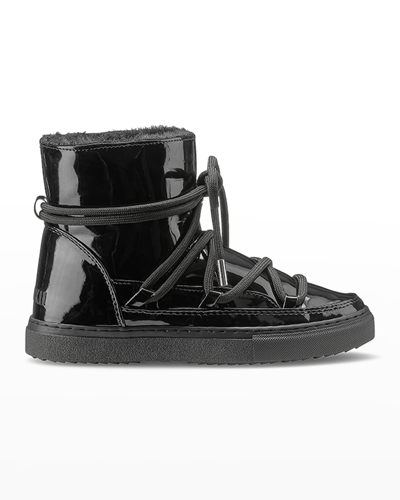 Inuikii Vegan Leather & Faux-fur Sneaker Rain Boots In Black