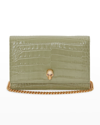 Alexander Mcqueen Mini Mock-croc Crossbody Bag With Small Skull In Sage