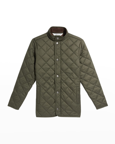 Peter Millar Boys' Suffolk Quilted Youth Jacket - Big Kid In Olive