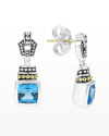 Lagos 7mm Glacier Caviar Drop Earrings In Wht Tpz