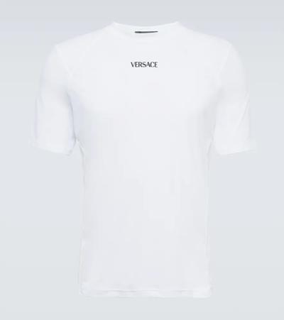 Versace Logo-print Fitted T-shirt In Weiss