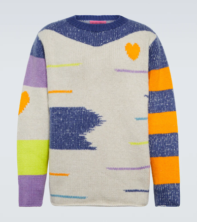 The Elder Statesman Love N Stripes Cashmere Sweater In Multicolor