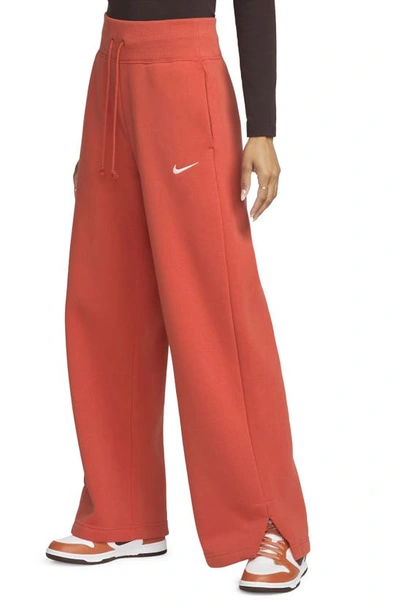 Nike Women's  Sportswear Phoenix Fleece High-waisted Wide-leg Sweatpants In Mantra Orange/sail
