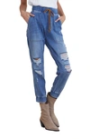 Bella Dahl Ripped High Waist Denim Joggers In Venice Wash