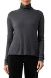 Eileen Fisher Sheer Knit Turtleneck Top In Charcoal In Charcoal