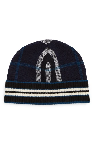 Burberry Wool Cashmere Check Mashup Beanie Hat Cap Black Size Small Check Wool Trapper Hat in Black - Men | Burberry® Official main image 4
