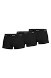 Hugo Boss Three-pack Of Stretch-cotton Boxer Briefs With Logo Waistbands In Black