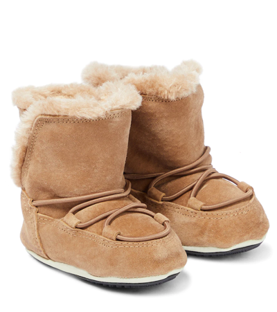 Moon Boot Babies' Crib绒面革雪地靴 In Neutrals