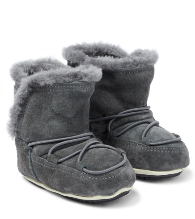 Moon Boot Babies' Crib Suede Snow Boots In Grey