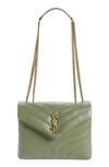 Saint Laurent Loulou Small Matelasse Calfskin Flap-top Shoulder Bag In 3317 Light Sage