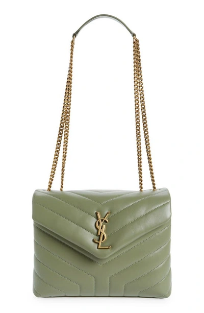 Saint Laurent Loulou Small Matelasse Calfskin Flap-top Shoulder Bag In Sage