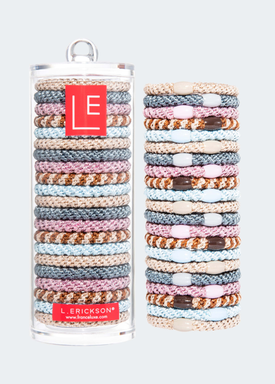 L Erickson Grab & Go Pony Elastics Luxe Tube, Set Of 21 In Ballerina