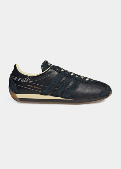Adidas X Wales Bonner X Wales Bonner Country Leather Sneakers In Core Blackcore Bl