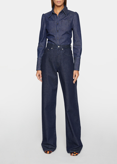 Dries Van Noten Peyton Dark Blue Straight-leg Jeans In Indigo