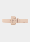 Vaincourt Paris La Petite Merveilleuse Timeless Leather Belt With Covered Buckle In White( Blanc)