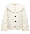 Ganni Ruffled-edge Quilted Recycled-ripstop Jacket In Egret