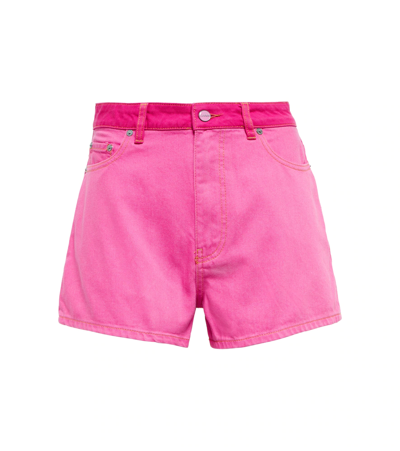 Ganni Pink High Waist Colour Block Shorts