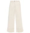 Moncler Genius 2 Moncler 1952 Crop Cuff Wide Leg Cotton Pants In White