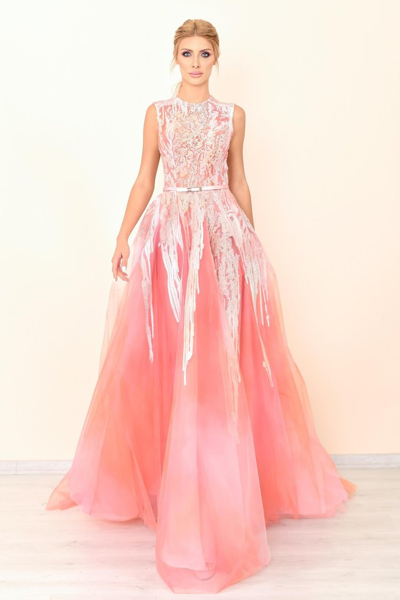 Jean Fares Couture A-line Sleeveless Gown