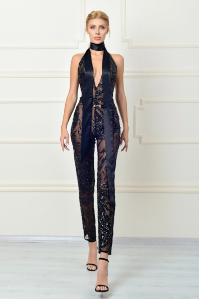 Jean Fares Couture Sleeveless Fitted Jumpsuit