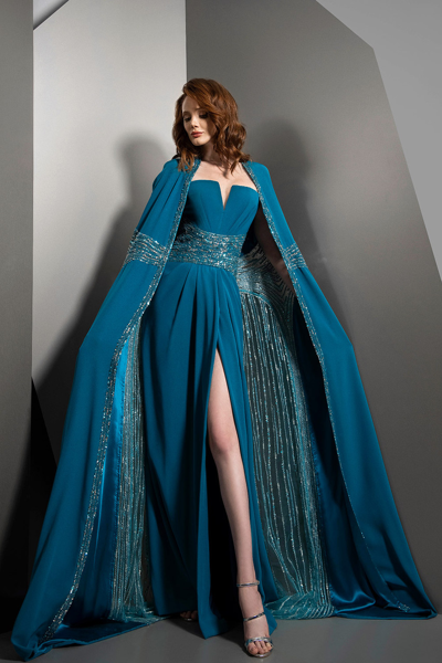 Ziad Nakad Full-length Embellished Cape Gown