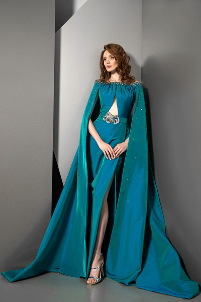 Ziad Nakad Off The Shoulder Cape Gown